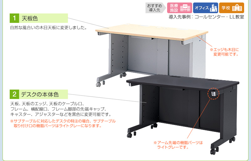 天板色 デスクの本体色