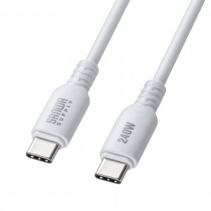 USB2.0 Type-C シリコンケーブル（PD240W・ホワイト）