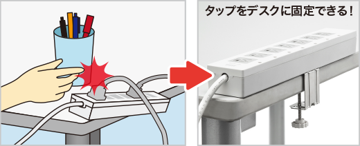 タップがデスクから落下するのを防ぐ！