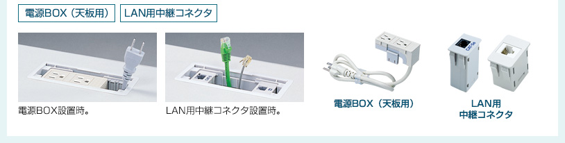 電源BOX(天板用)　LAN用中継コネクタ　電話用中継コネクタ
